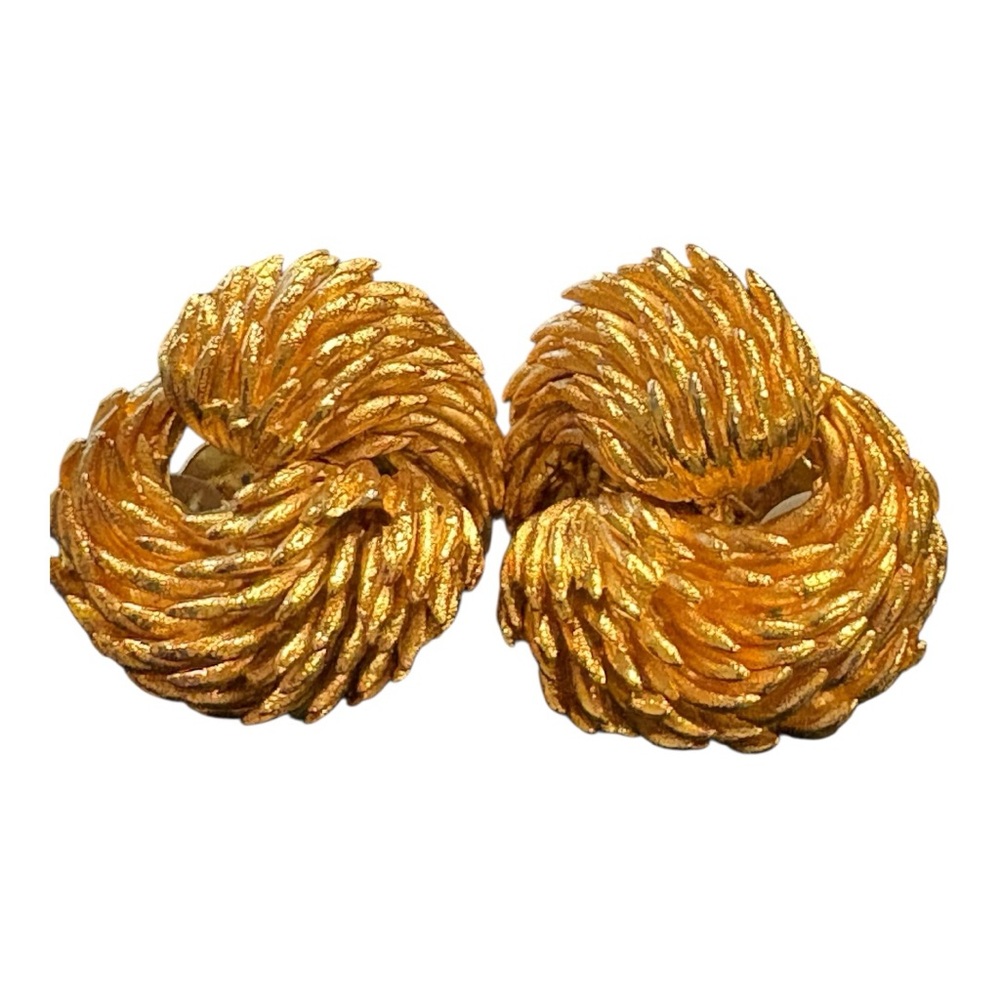 Orena Paris Vintage Gold Swirl Clip-On Earrings Bold Statement Design JB7